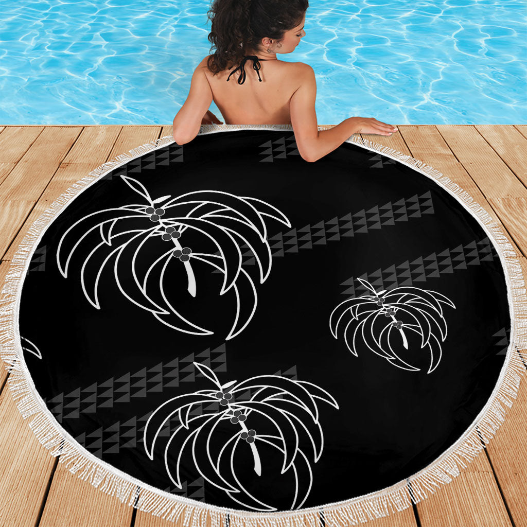 Aloha Hawaii Acacia Koa Leaves Beach Blanket Black Kakau Tribal Pattern LT05 - Polynesian Pride