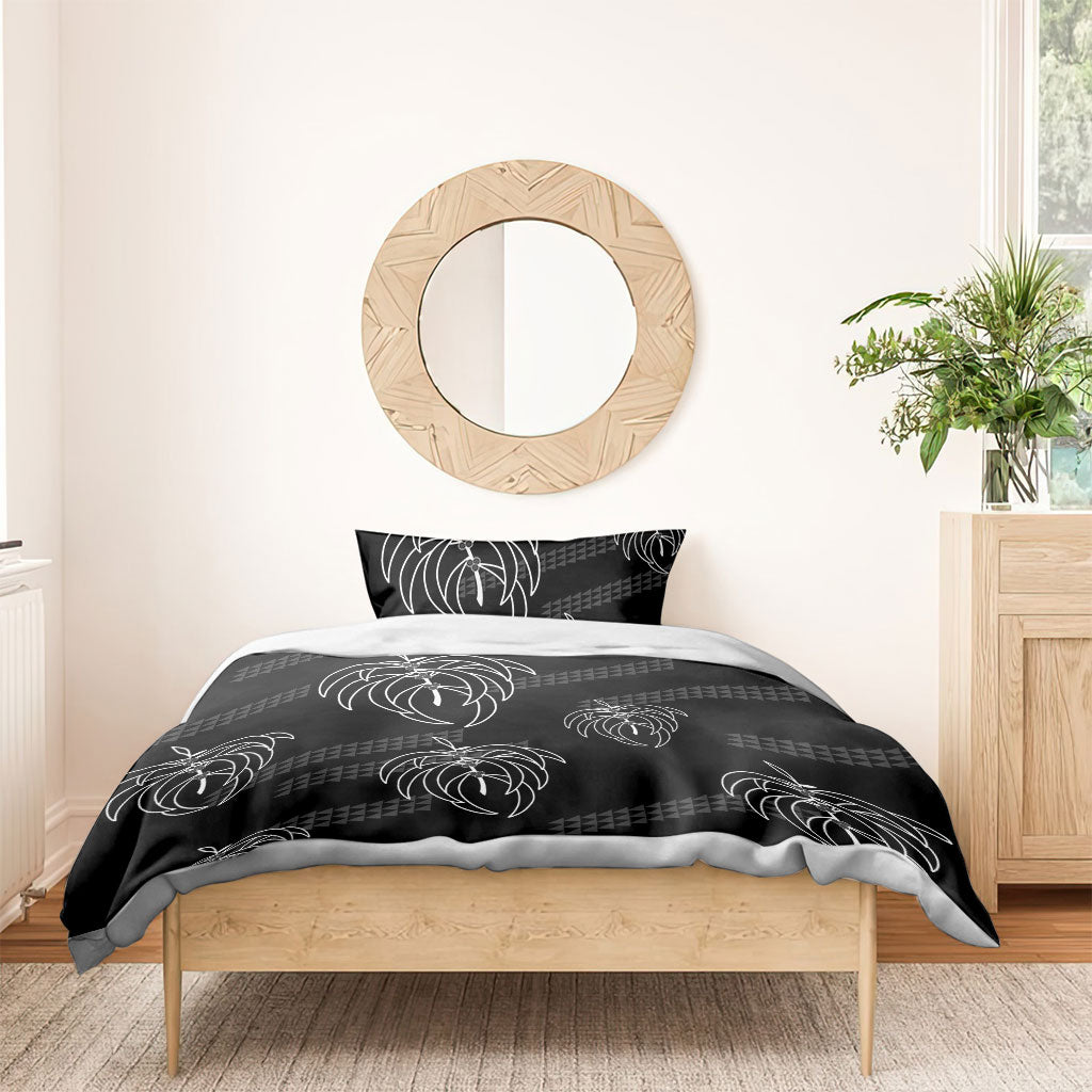 Aloha Hawaii Acacia Koa Leaves Bedding Set Black Kakau Tribal Pattern LT05 - Polynesian Pride