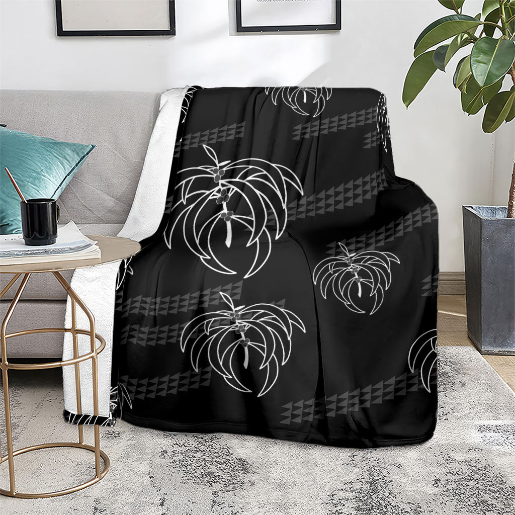 Aloha Hawaii Acacia Koa Leaves Blanket Black Kakau Tribal Pattern LT05 - Polynesian Pride