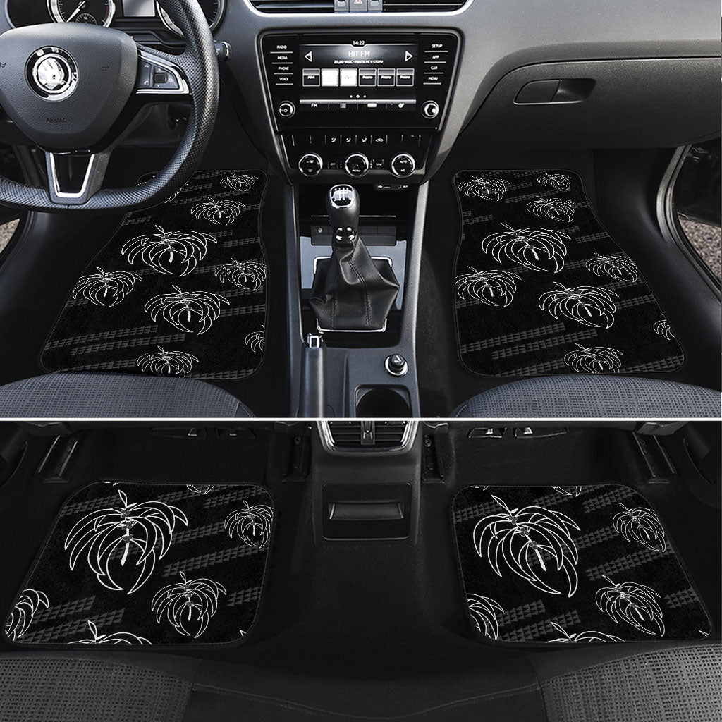 Aloha Hawaii Acacia Koa Leaves Car Mats Black Kakau Tribal Pattern