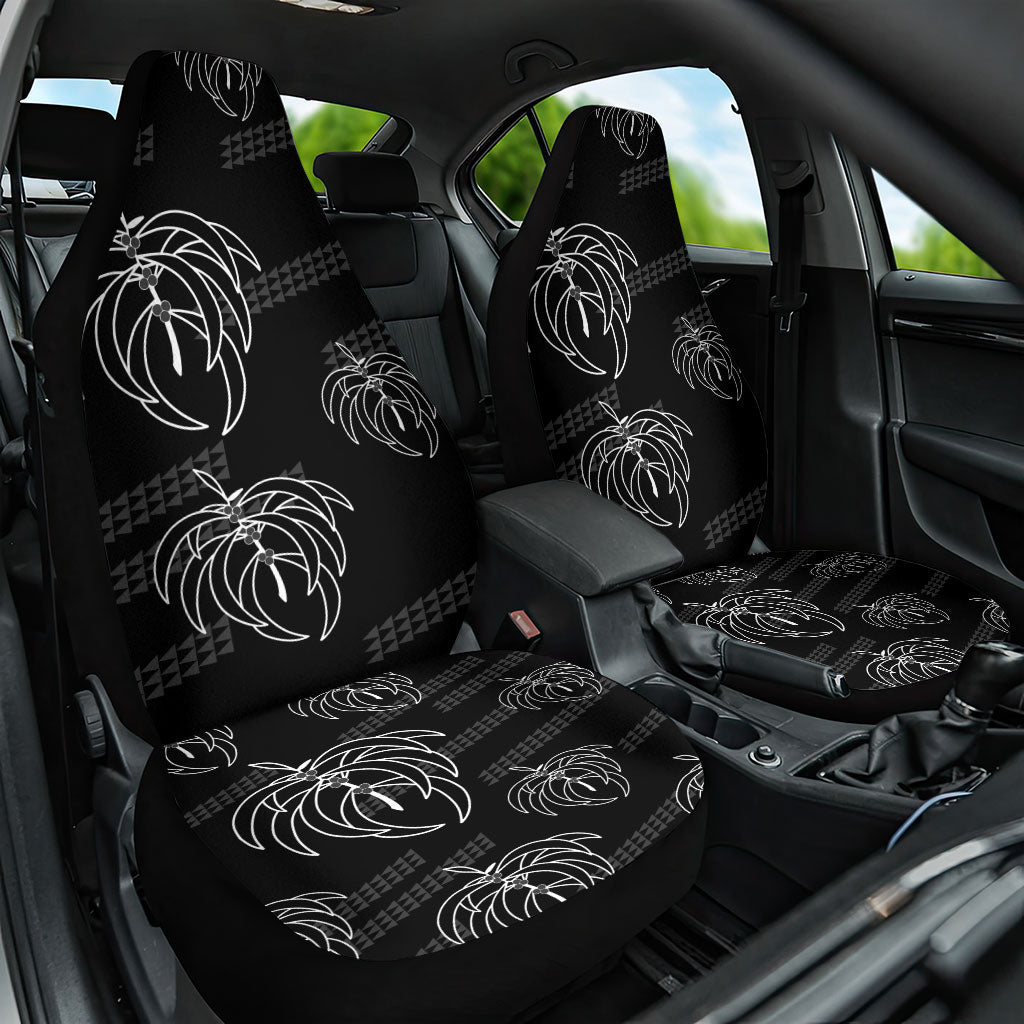 Aloha Hawaii Acacia Koa Leaves Car Seat Cover Black Kakau Tribal Pattern