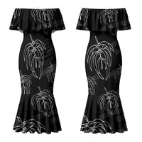 Aloha Hawaii Acacia Koa Leaves Couples Matching Mermaid Dress and Hawaiian Shirt Black Kakau Tribal Pattern LT05 - Polynesian Pride