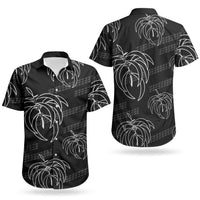 Aloha Hawaii Acacia Koa Leaves Couples Matching Off Shoulder Maxi Dress and Hawaiian Shirt Black Kakau Tribal Pattern LT05 - Polynesian Pride