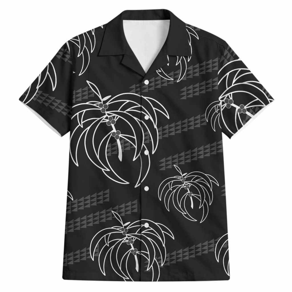 Aloha Hawaii Acacia Koa Leaves Hawaiian Shirt Black Kakau Tribal Pattern