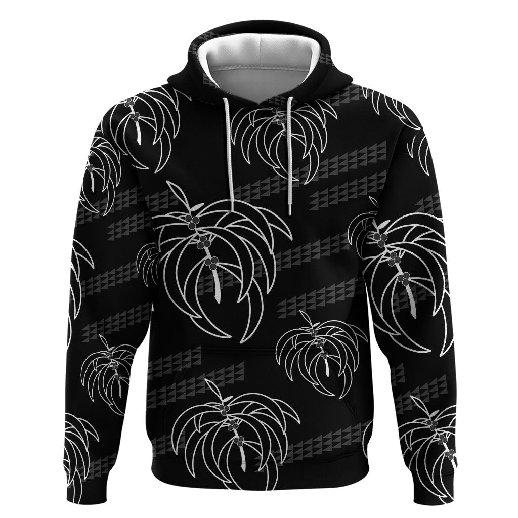 Aloha Hawaii Acacia Koa Leaves Hoodie Black Kakau Tribal Pattern