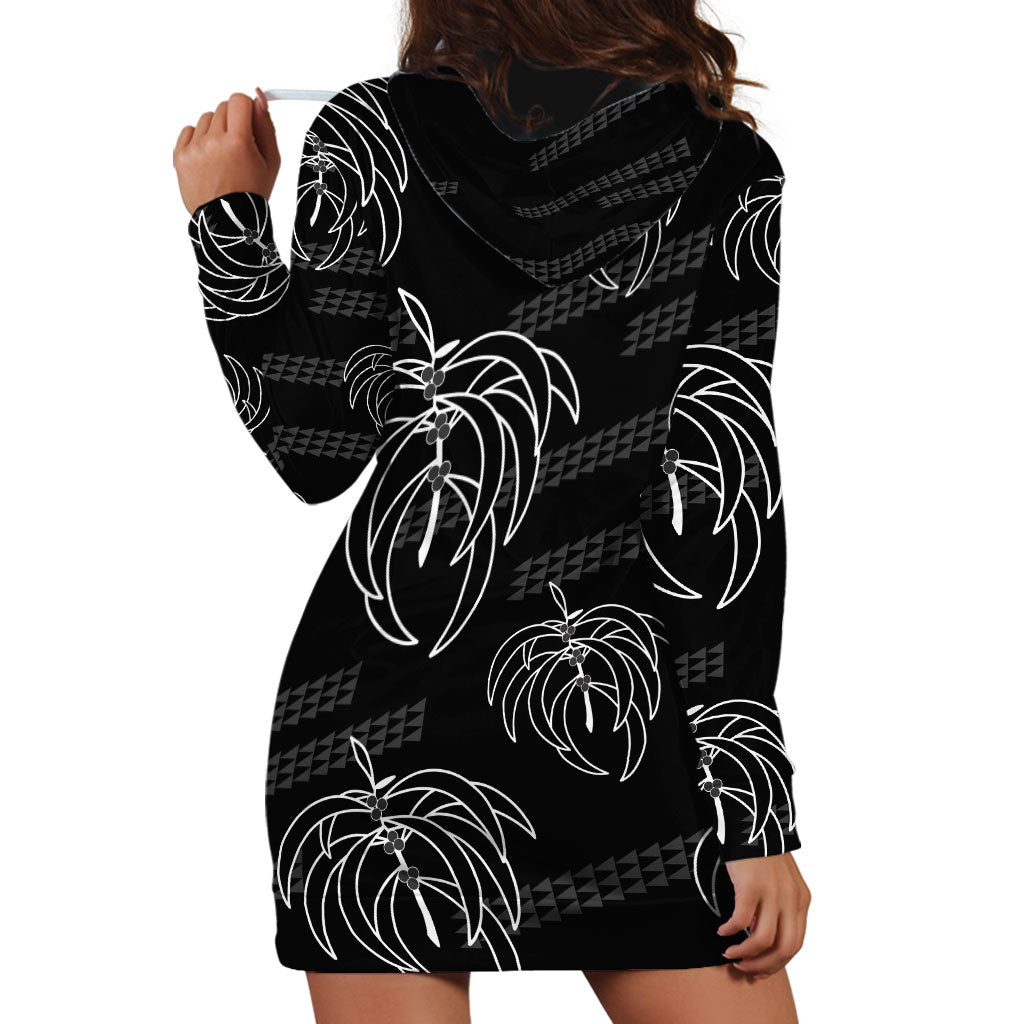 Aloha Hawaii Acacia Koa Leaves Hoodie Dress Black Kakau Tribal Pattern LT05 - Polynesian Pride