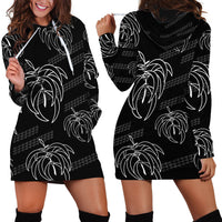 Aloha Hawaii Acacia Koa Leaves Hoodie Dress Black Kakau Tribal Pattern LT05 - Polynesian Pride
