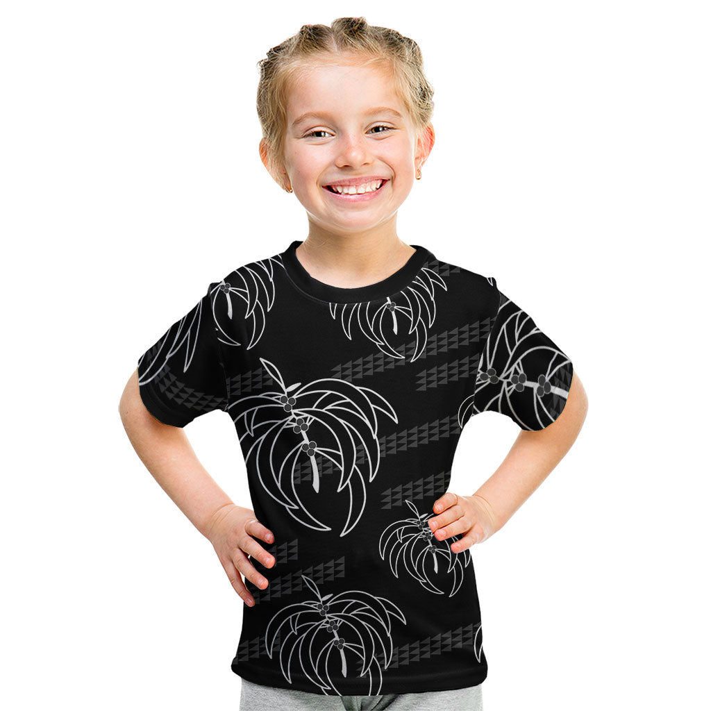 Aloha Hawaii Acacia Koa Leaves Kid T Shirt Black Kakau Tribal Pattern