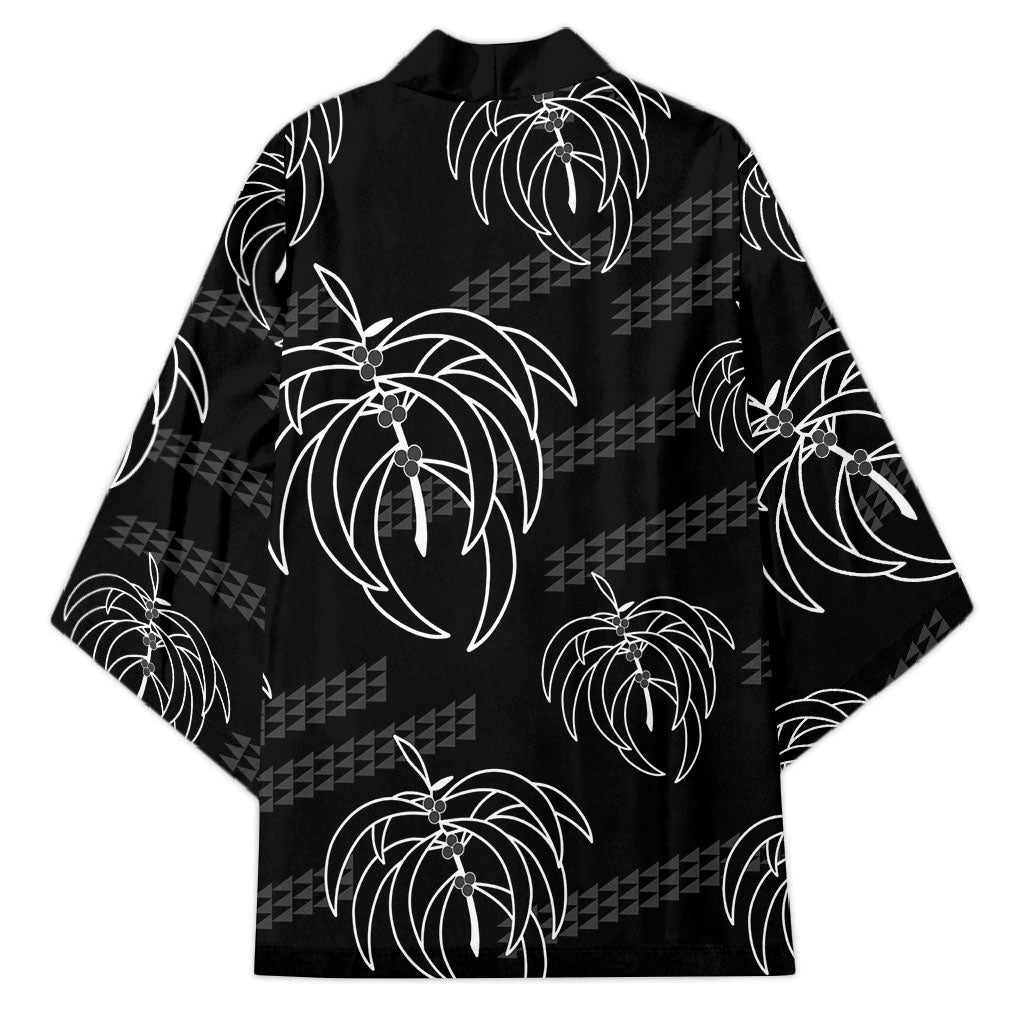 Aloha Hawaii Acacia Koa Leaves Kimono Black Kakau Tribal Pattern LT05 - Polynesian Pride