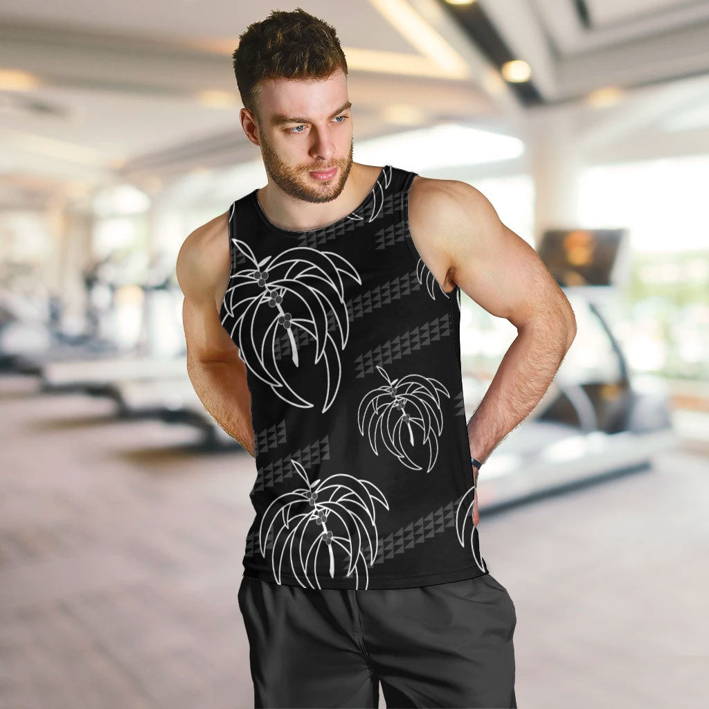 Aloha Hawaii Acacia Koa Leaves Men Tank Top Black Kakau Tribal Pattern