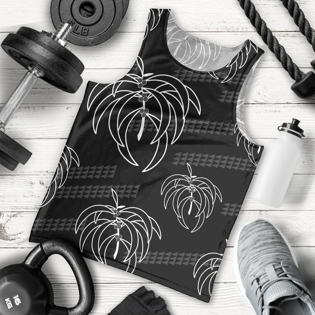 Aloha Hawaii Acacia Koa Leaves Men Tank Top Black Kakau Tribal Pattern LT05 - Polynesian Pride