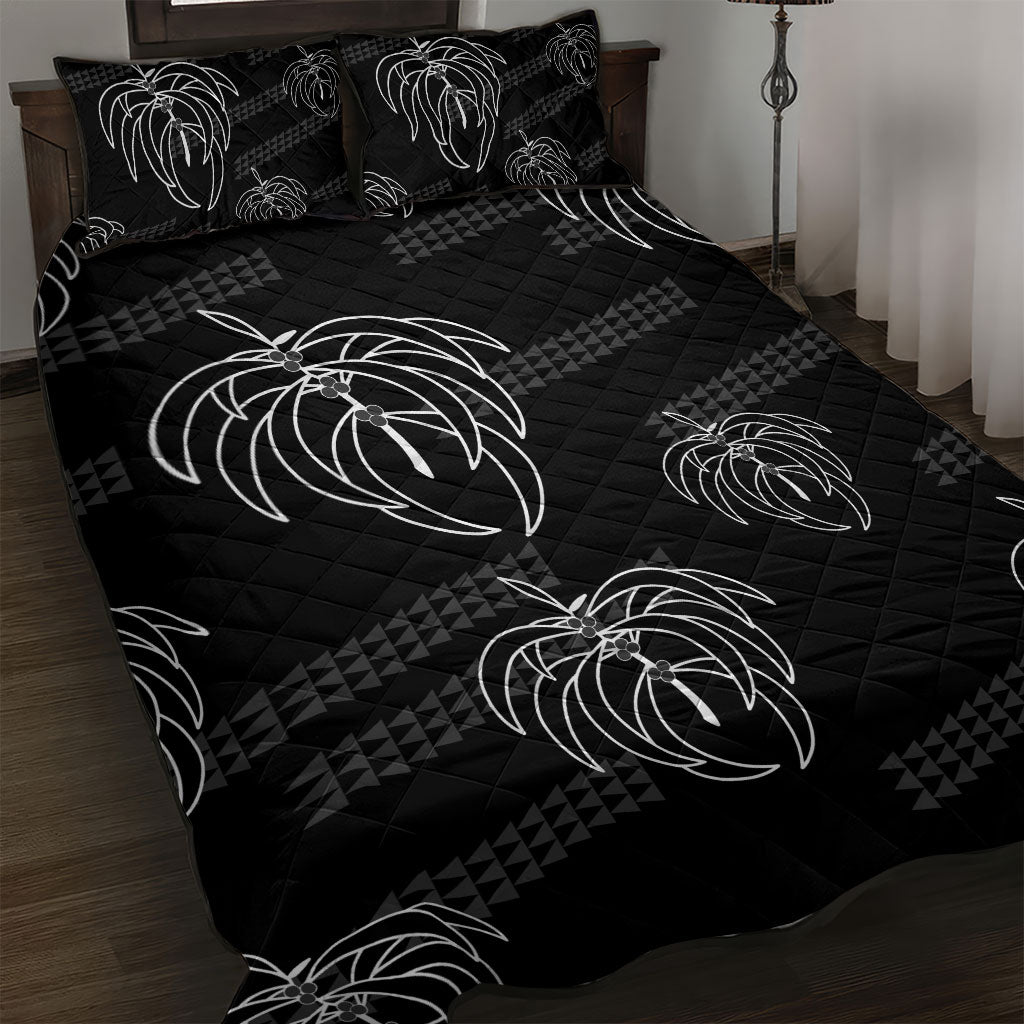 Aloha Hawaii Acacia Koa Leaves Quilt Bed Set Black Kakau Tribal Pattern LT05 Black - Polynesian Pride
