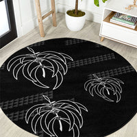 Aloha Hawaii Acacia Koa Leaves Round Carpet Black Kakau Tribal Pattern LT05 Black - Polynesian Pride