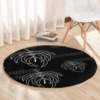 Aloha Hawaii Acacia Koa Leaves Round Carpet Black Kakau Tribal Pattern LT05 - Polynesian Pride