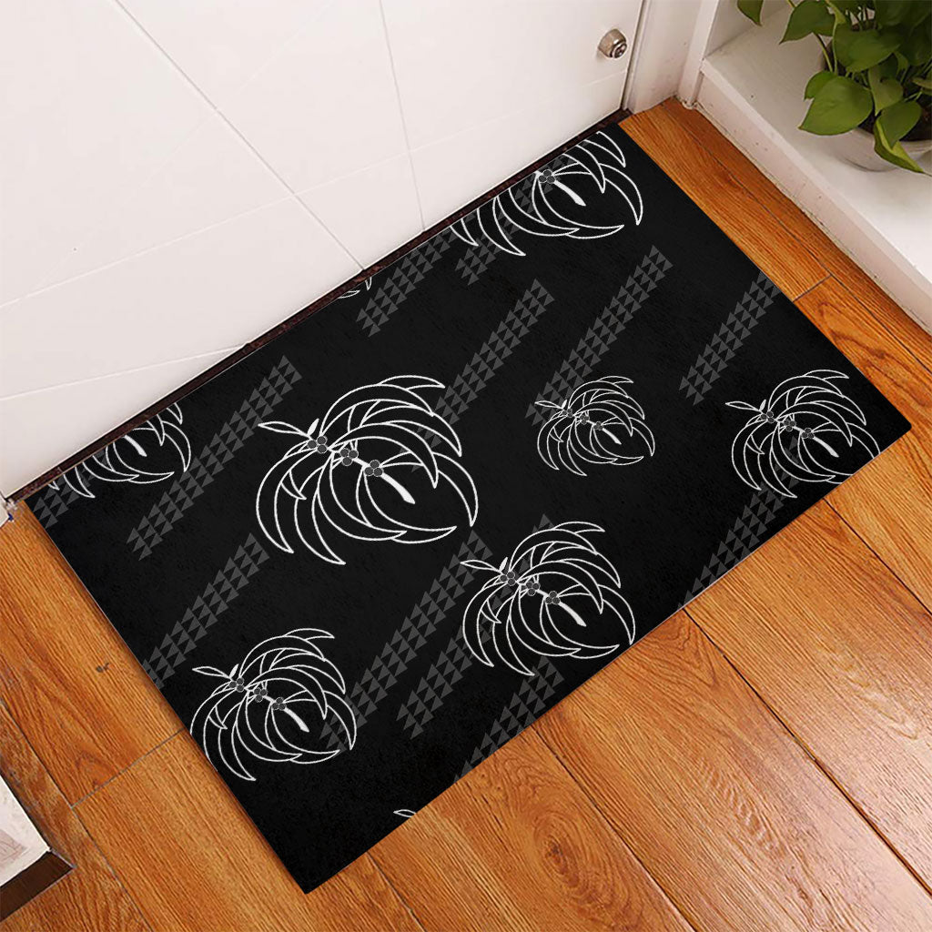 Aloha Hawaii Acacia Koa Leaves Rubber Doormat Black Kakau Tribal Pattern LT05 - Polynesian Pride