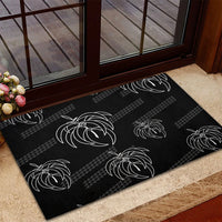 Aloha Hawaii Acacia Koa Leaves Rubber Doormat Black Kakau Tribal Pattern LT05 - Polynesian Pride