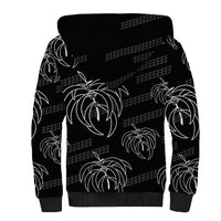 Aloha Hawaii Acacia Koa Leaves Sherpa Hoodie Black Kakau Tribal Pattern LT05 - Polynesian Pride