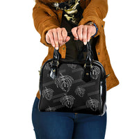 Aloha Hawaii Acacia Koa Leaves Shoulder Handbag Black Kakau Tribal Pattern LT05 One Size Black - Polynesian Pride