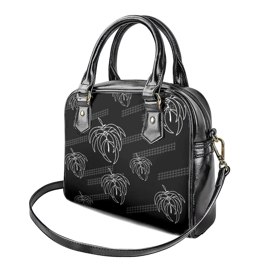 Aloha Hawaii Acacia Koa Leaves Shoulder Handbag Black Kakau Tribal Pattern LT05 - Polynesian Pride