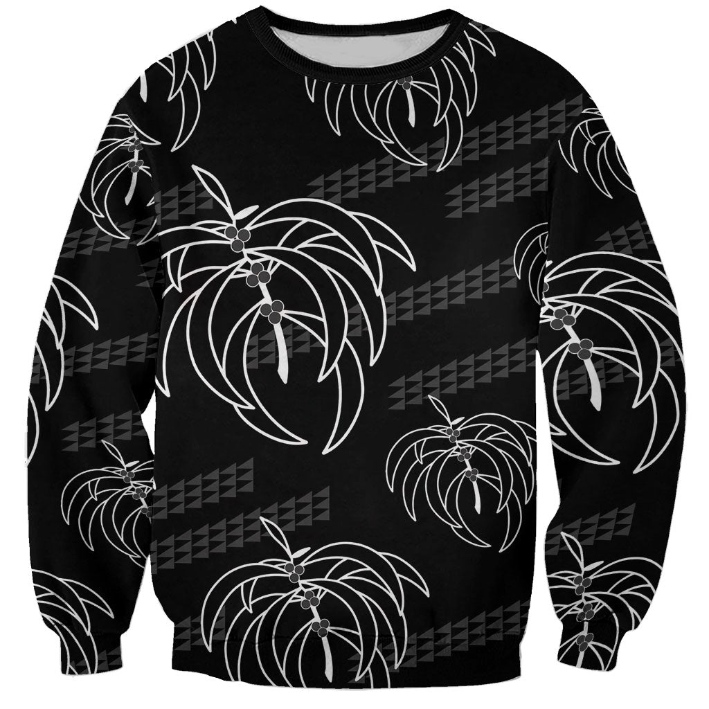 Aloha Hawaii Acacia Koa Leaves Sweatshirt Black Kakau Tribal Pattern