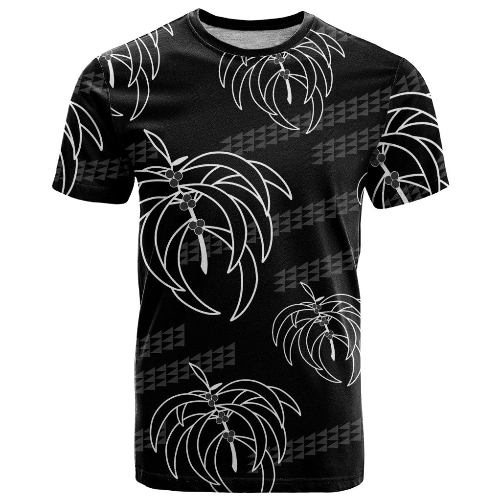 Aloha Hawaii Acacia Koa Leaves T Shirt Black Kakau Tribal Pattern