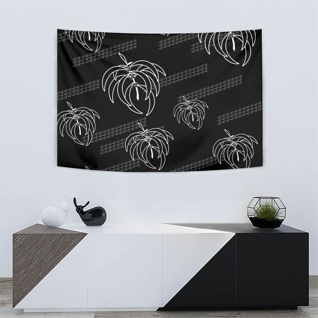 Aloha Hawaii Acacia Koa Leaves Tapestry Black Kakau Tribal Pattern LT05 - Polynesian Pride