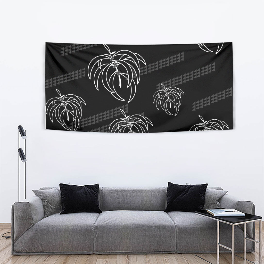 Aloha Hawaii Acacia Koa Leaves Tapestry Black Kakau Tribal Pattern LT05 - Polynesian Pride