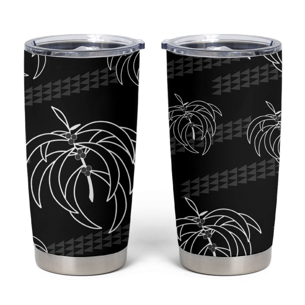 Aloha Hawaii Acacia Koa Leaves Tumbler Cup Black Kakau Tribal Pattern LT05 Black - Polynesian Pride