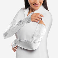 Lotu Tamaiti Samoa Arm Sleeves White Sunday Polynesian Tribal Pattern Elegant Style - Polynesian Pride