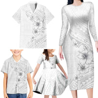 Lotu Tamaiti Samoa Family Matching Long Sleeve Bodycon Dress and Hawaiian Shirt White Sunday Polynesian Tribal Pattern Elegant Style LT05 - Polynesian Pride