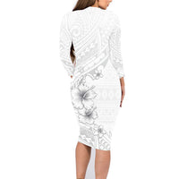 Lotu Tamaiti Samoa Family Matching Long Sleeve Bodycon Dress and Hawaiian Shirt White Sunday Polynesian Tribal Pattern Elegant Style LT05 - Polynesian Pride