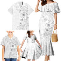 Lotu Tamaiti Samoa Family Matching Mermaid Dress and Hawaiian Shirt White Sunday Polynesian Tribal Pattern Elegant Style LT05 - Polynesian Pride