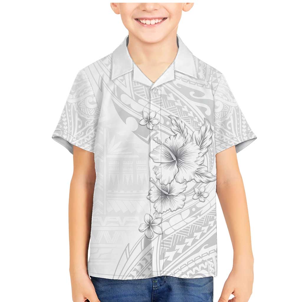 Lotu Tamaiti Samoa Family Matching Mermaid Dress and Hawaiian Shirt White Sunday Polynesian Tribal Pattern Elegant Style LT05 Son's Shirt White - Polynesian Pride