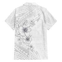 Lotu Tamaiti Samoa Family Matching Off The Shoulder Long Sleeve Dress and Hawaiian Shirt White Sunday Polynesian Tribal Pattern Elegant Style LT05 - Polynesian Pride