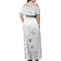Lotu Tamaiti Samoa Family Matching Off Shoulder Maxi Dress and Hawaiian Shirt White Sunday Polynesian Tribal Pattern Elegant Style LT05 - Polynesian Pride