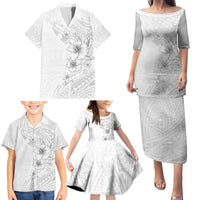 Lotu Tamaiti Samoa Family Matching Puletasi and Hawaiian Shirt White Sunday Polynesian Tribal Pattern Elegant Style LT05 - Polynesian Pride