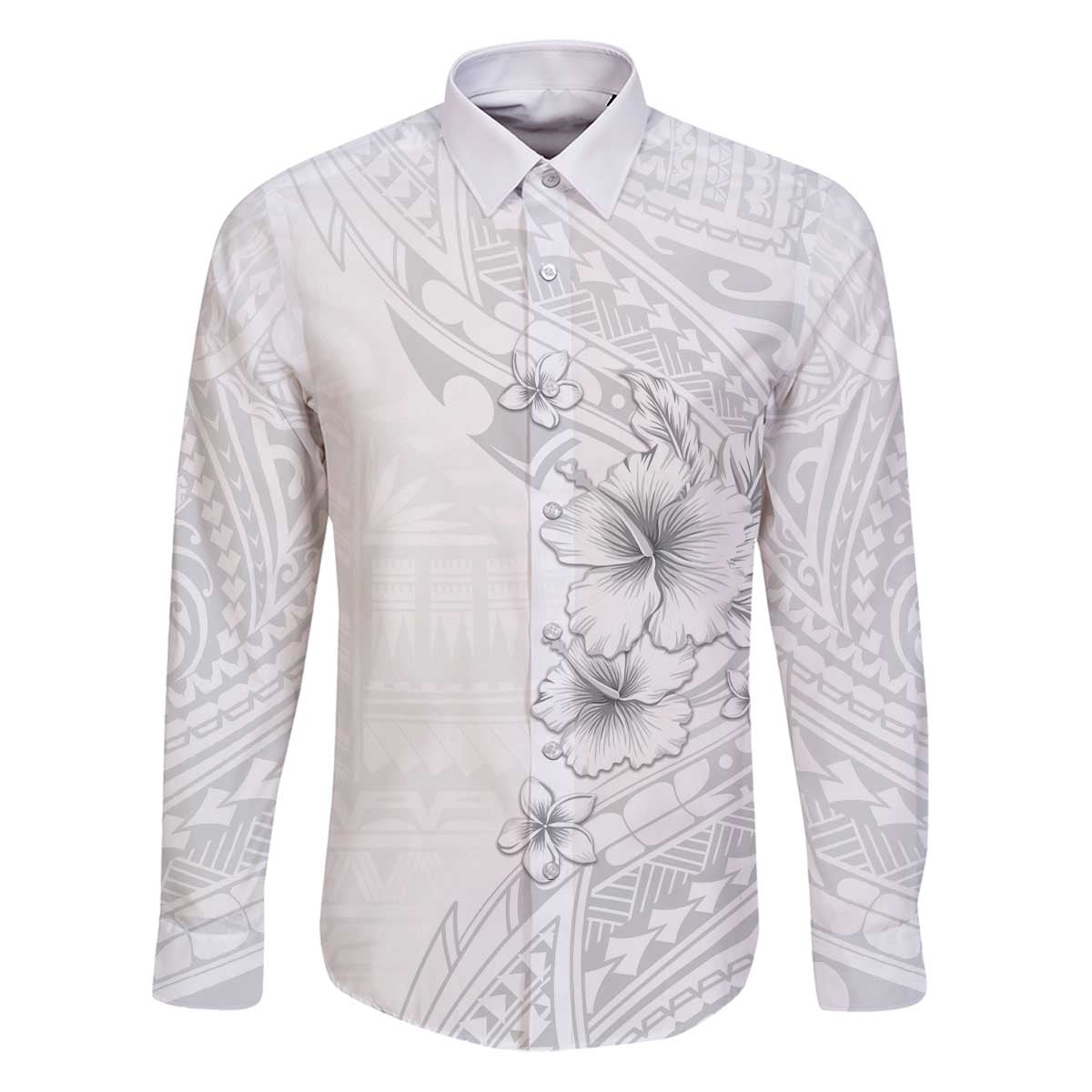 Lotu Tamaiti Samoa Family Matching Puletasi and Hawaiian Shirt White Sunday Polynesian Tribal Pattern Elegant Style LT05 Dad's Shirt - Long Sleeve White - Polynesian Pride