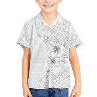 Lotu Tamaiti Samoa Family Matching Summer Maxi Dress and Hawaiian Shirt White Sunday Polynesian Tribal Pattern Elegant Style LT05 Son's Shirt White - Polynesian Pride