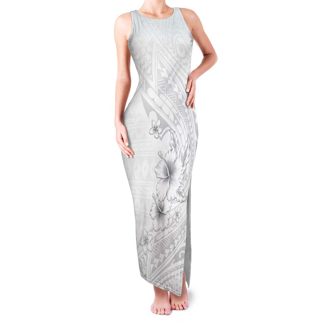 Lotu Tamaiti Samoa Family Matching Tank Maxi Dress and Hawaiian Shirt White Sunday Polynesian Tribal Pattern Elegant Style LT05 Mom's Dress White - Polynesian Pride