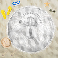 Samoa Christian Beach Blanket Rooted In Christ Polynesian Cross LT05 One Size 150cm White - Polynesian Pride