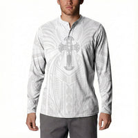 Samoa Christian Button Sweatshirt Rooted In Christ Polynesian Cross