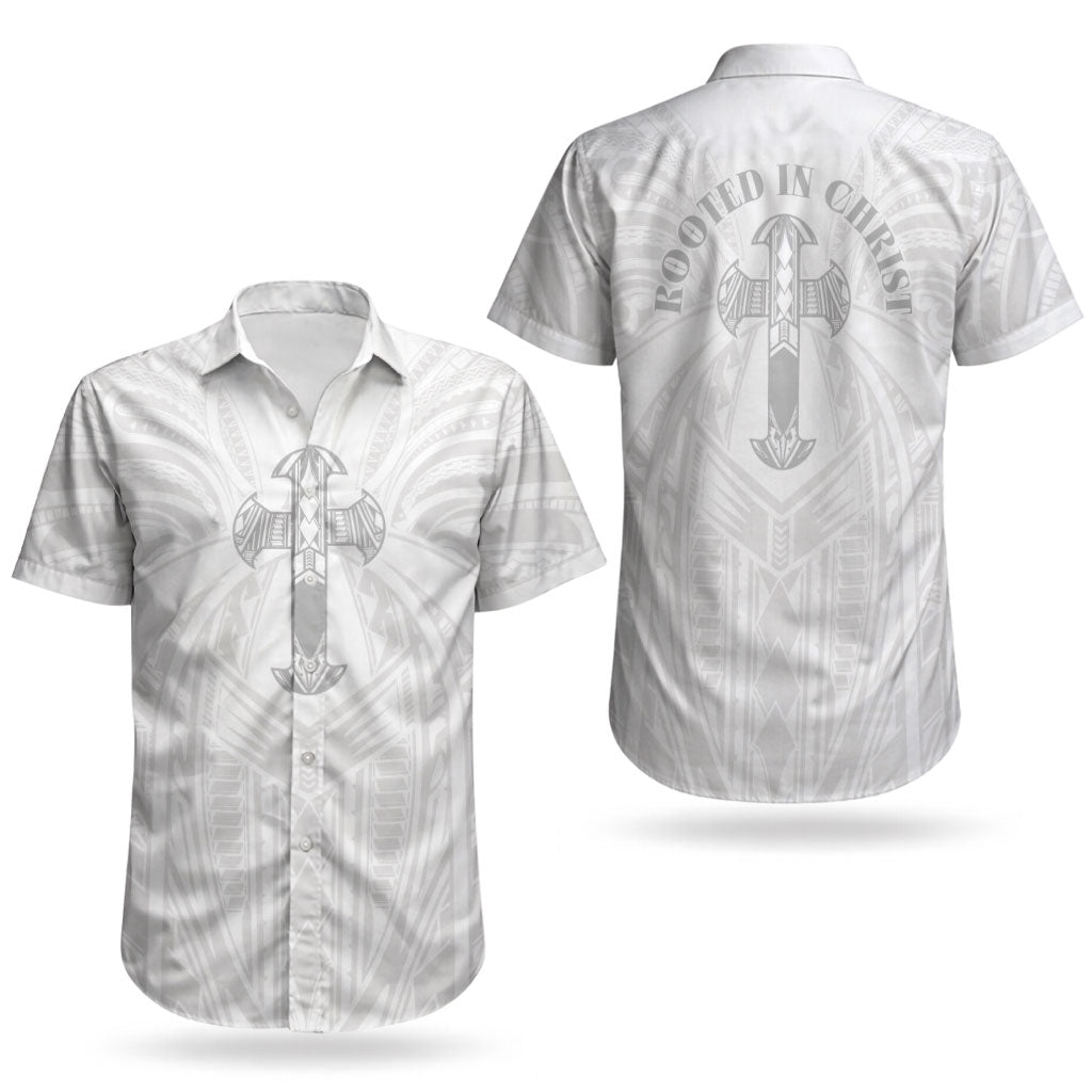 Samoa Christian Couples Matching Off Shoulder Maxi Dress and Hawaiian Shirt Rooted In Christ Polynesian Cross