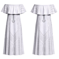 Samoa Christian Couples Matching Off Shoulder Maxi Dress and Long Sleeve Button Shirt Rooted In Christ Polynesian Cross
