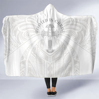 Samoa Christian Hooded Blanket Rooted In Christ Polynesian Cross LT05 One Size White - Polynesian Pride