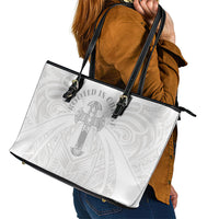 Samoa Christian Leather Tote Bag Rooted In Christ Polynesian Cross