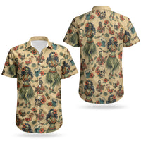 Hawaii Halloween Couples Matching Summer Maxi Dress and Hawaiian Shirt Spooky Tropical Hula Zombie