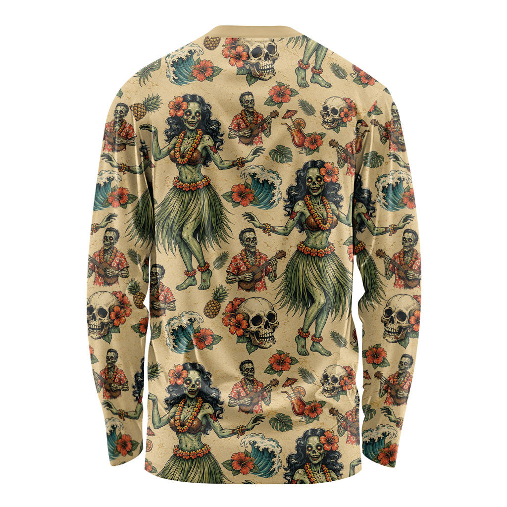 Hawaii Halloween Long Sleeve Shirt Spooky Tropical Hula Zombie LT05 - Polynesian Pride