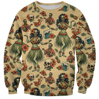Hawaii Halloween Sweatshirt Spooky Tropical Hula Zombie
