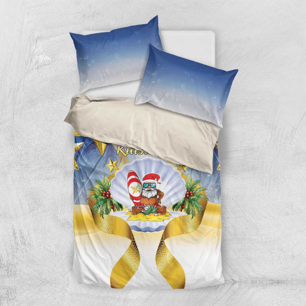 Niue Christmas Bedding Set Seashell Santa Beach Vibes - Polynesian Pride