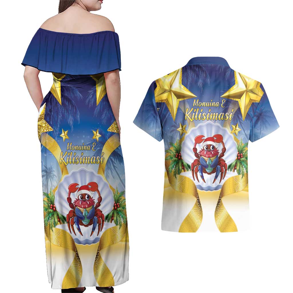 Niue Christmas Couples Matching Off Shoulder Maxi Dress and Hawaiian Shirt Seashell Santa Beach Vibes LT05 - Polynesian Pride